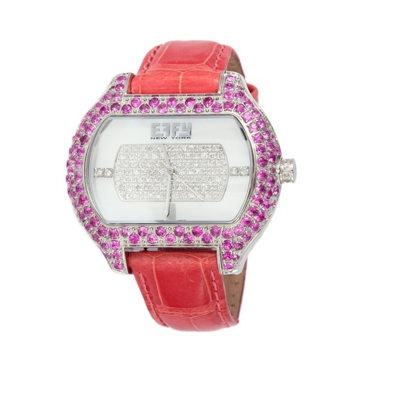 Pink Sapphire Diamond 4.90 Tcw Unisex Luxury Watch